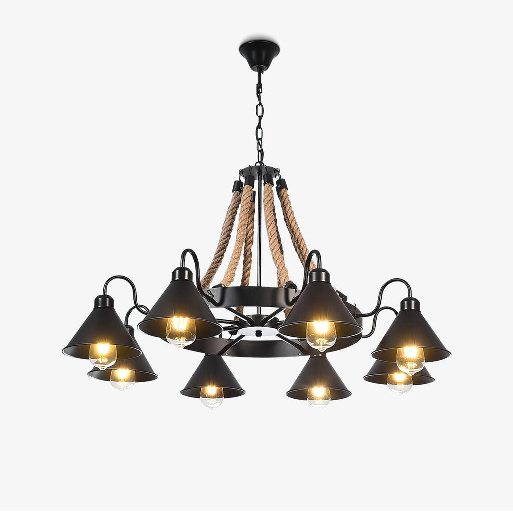 hemp-rope-industrial-horn-chandelier-anzaz-Black & Linen color-1