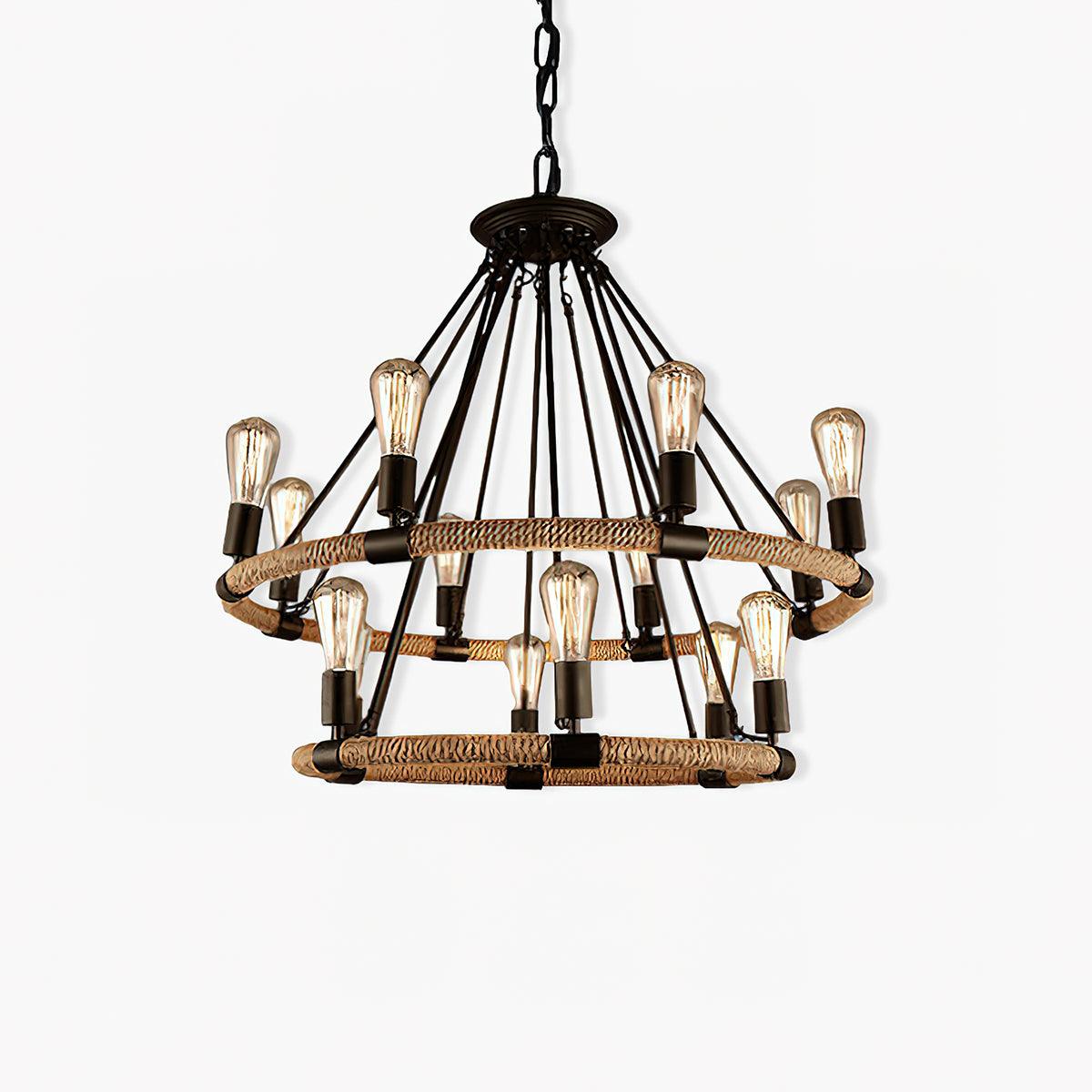 hemp-rope-industrial-large-circle-chandelier-anzaz-Black & Linen color-1