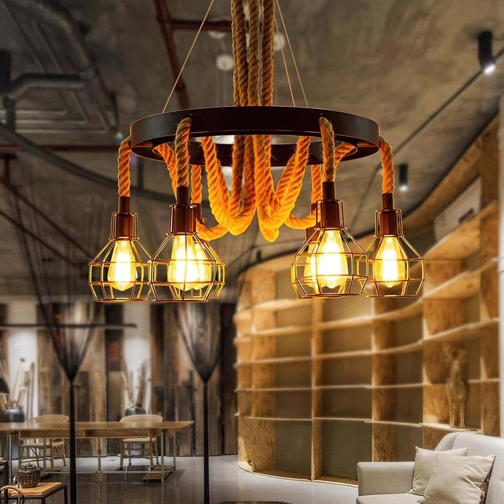 hemp-rope-industrial-starfall-chandelier-anzaz-Black & Linen color-2