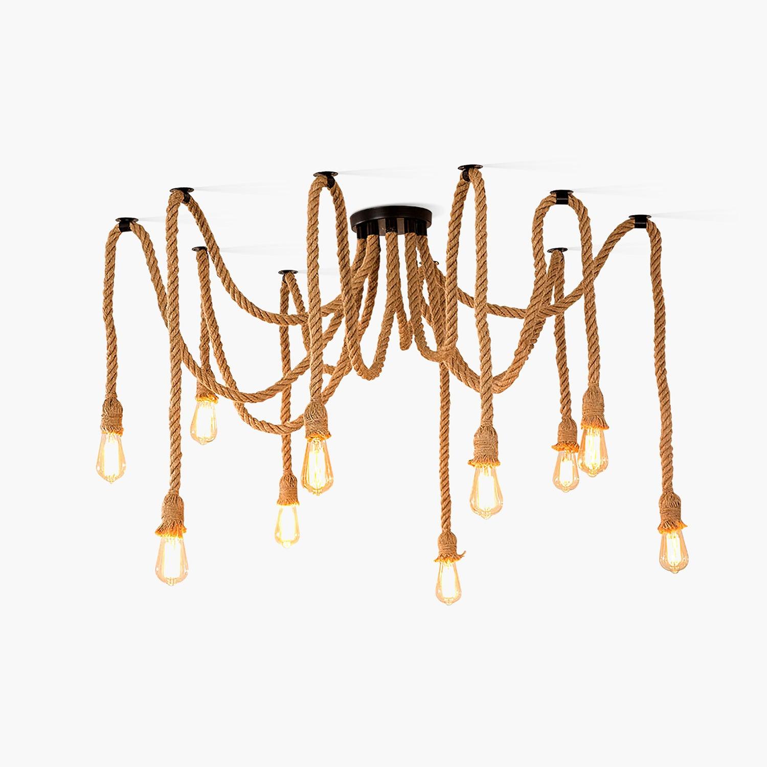 hemp-rope-scattered-flower-chandelier-anzaz-Black & Linen color-1