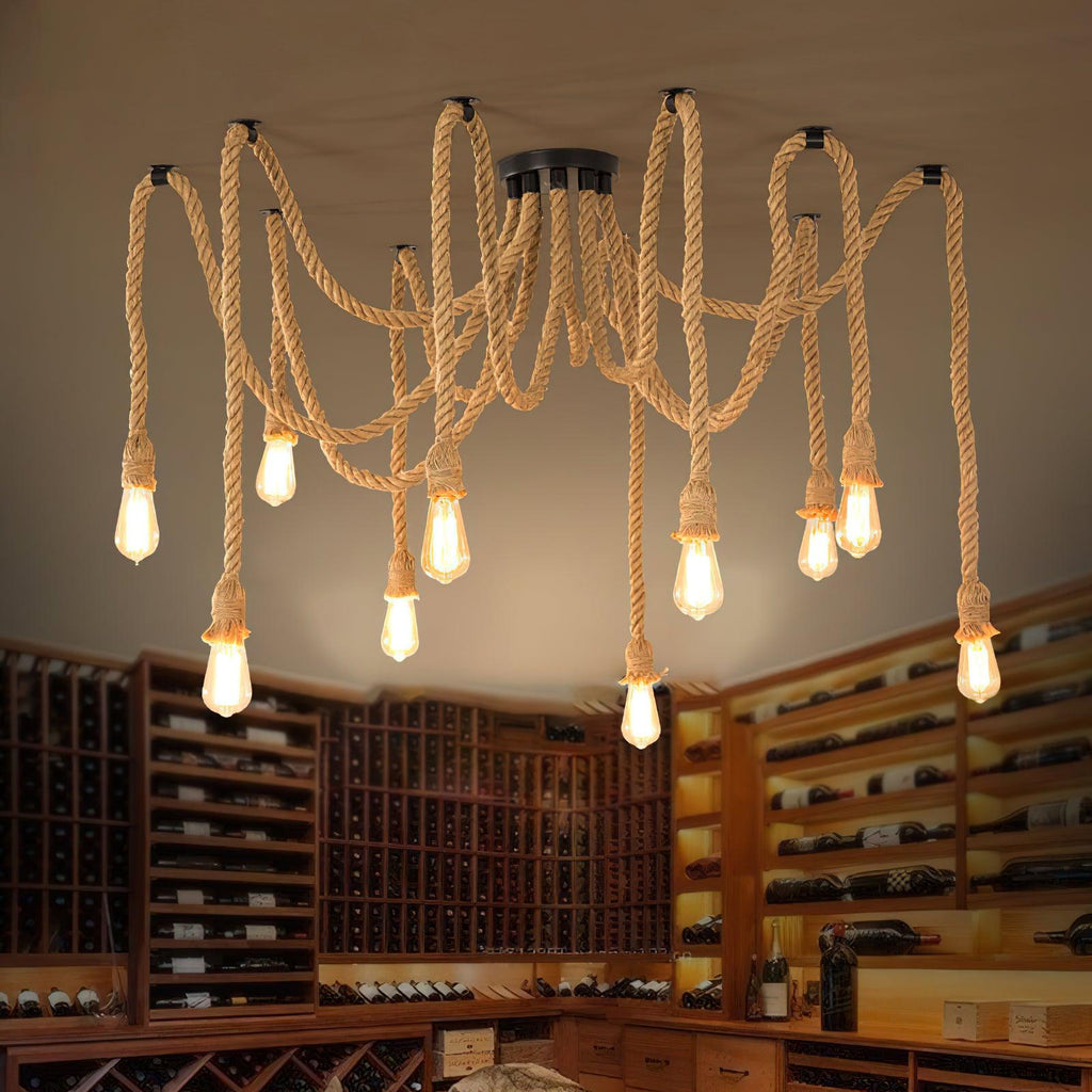 hemp-rope-scattered-flower-chandelier-anzaz-Black & Linen color-4