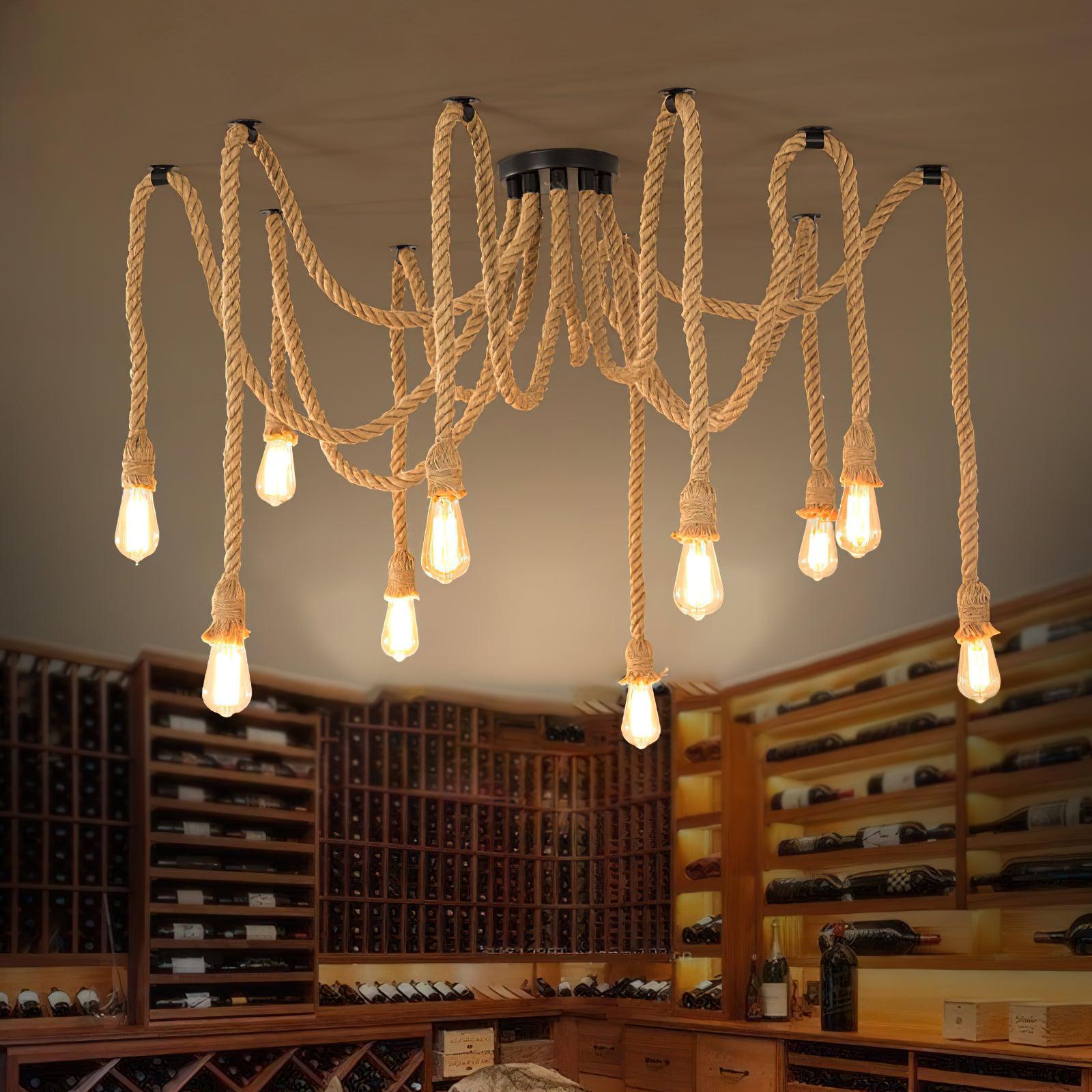 hemp-rope-scattered-flower-chandelier-anzaz-Black & Linen color-4