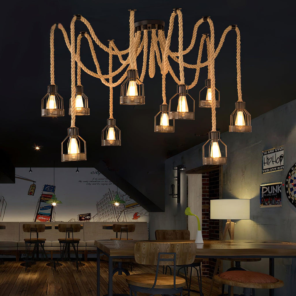 hemp-rope-scattered-flower-chandelier-anzaz-Black & Linen color-3