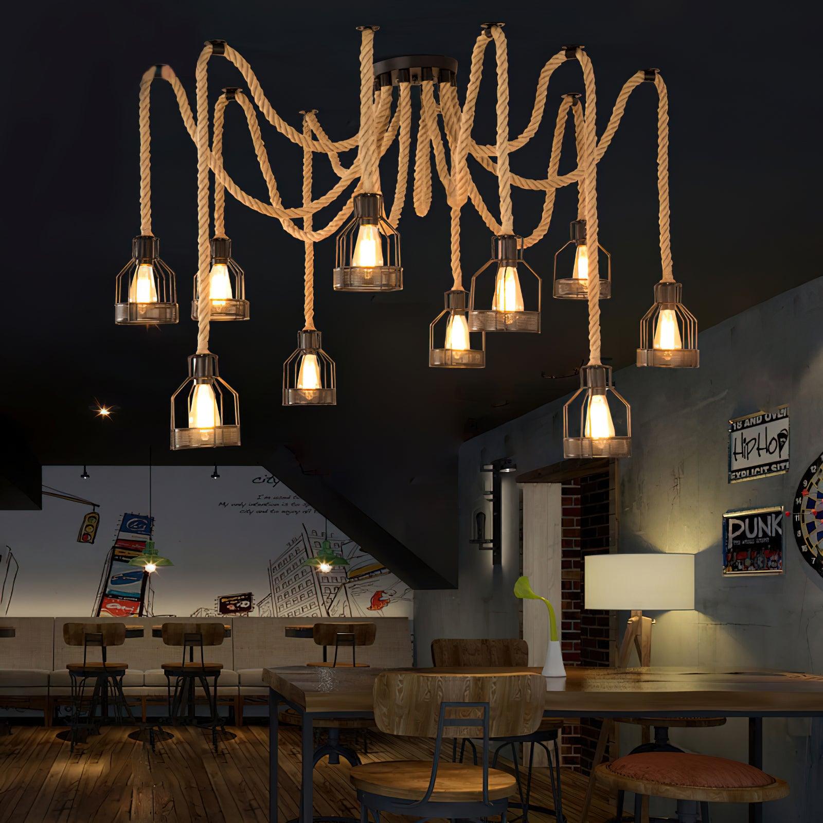 hemp-rope-scattered-flower-chandelier-anzaz-Black & Linen color-3