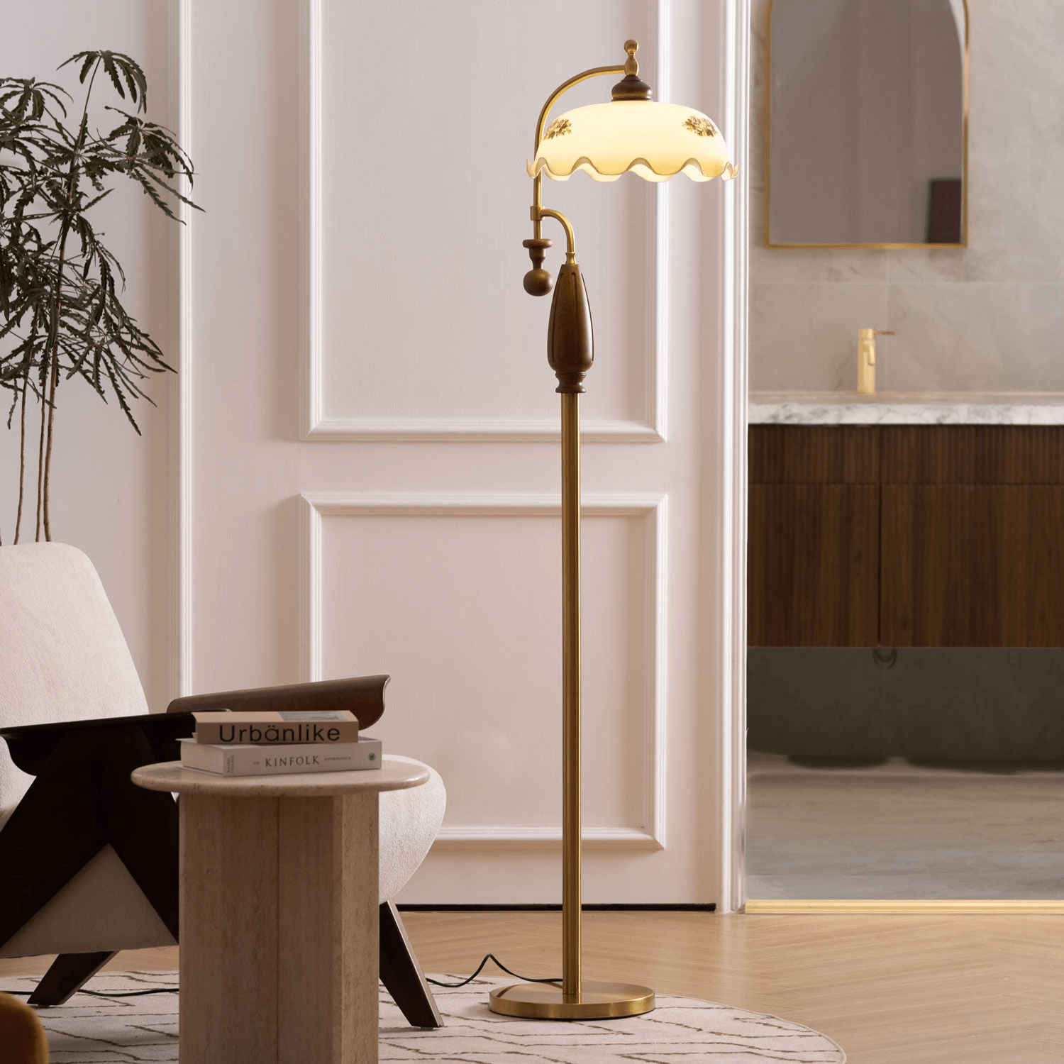 heritage-bloom-floorlamp-anzaz-Walnut wood & Gold & White-2