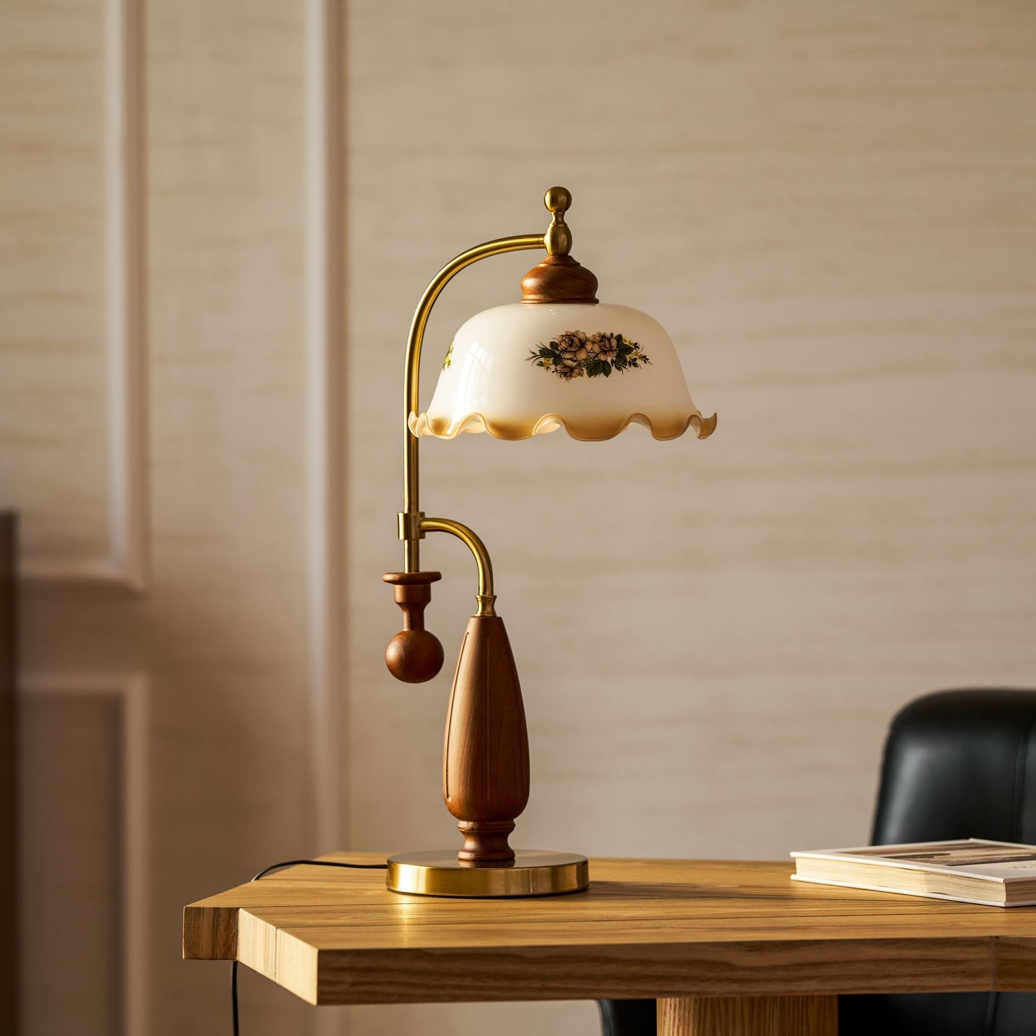 heritage-bloom-table-lamp-anzaz-Gold & Walnut wood-2