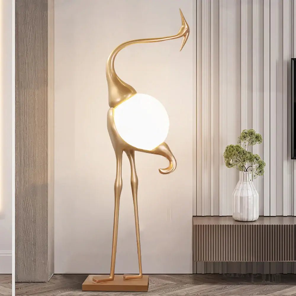 heron-sculpture-floor-lamp-anzaz-Gold & White-2