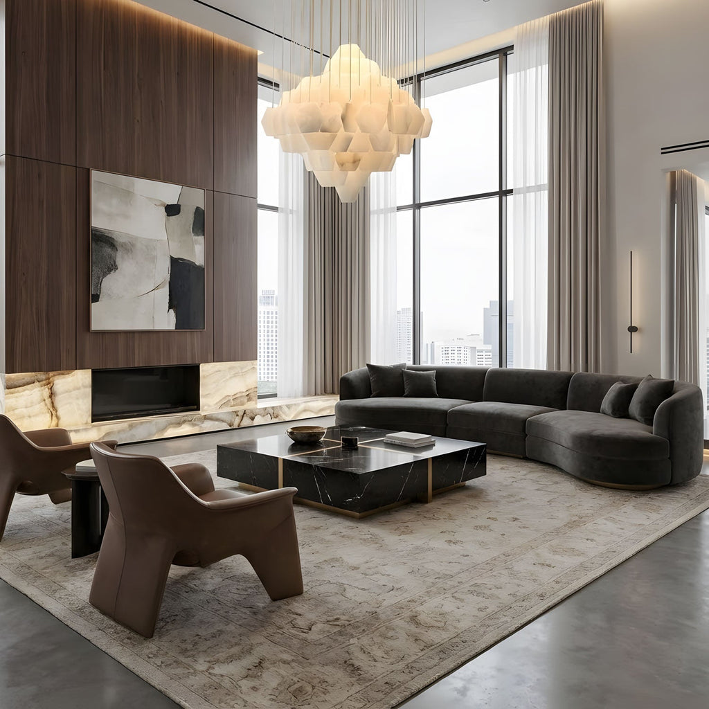 hexa-alabaster-cascade-chandelier-anzaz-Gold & White-2