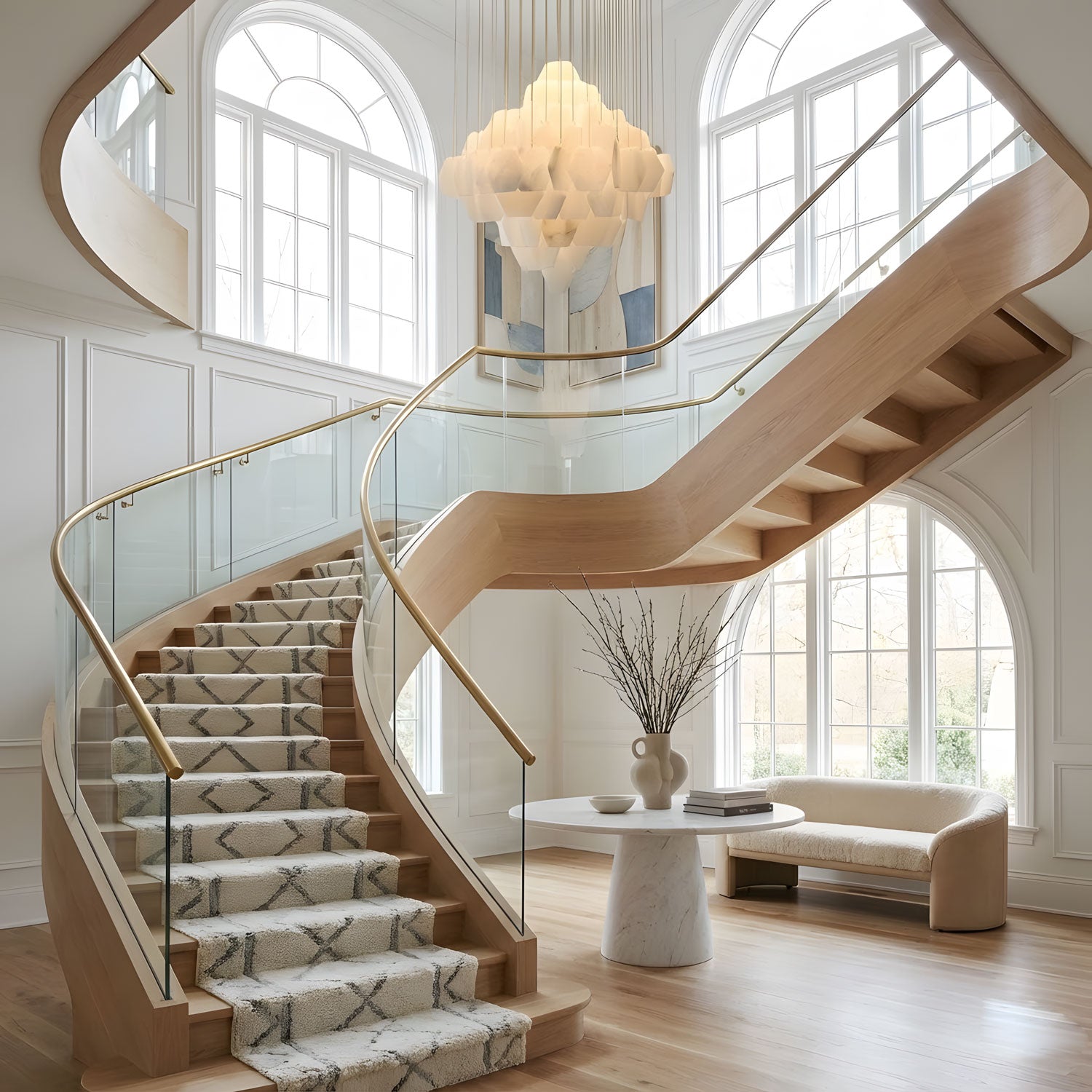hexa-alabaster-cascade-chandelier-anzaz-Gold & White-3