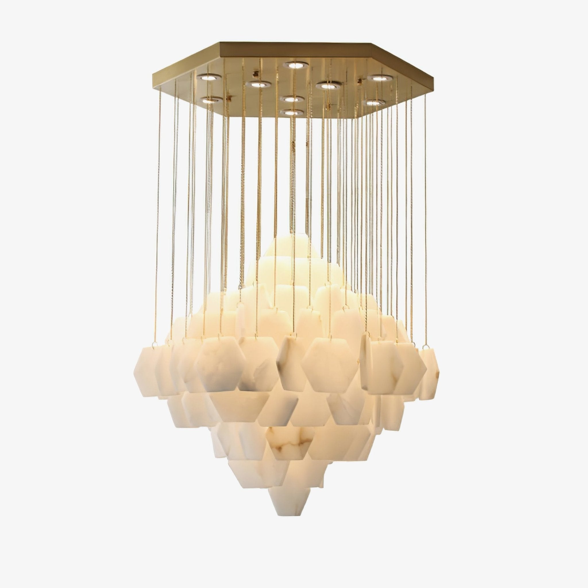 hexa-alabaster-cascade-chandelier-anzaz-Gold & White-1