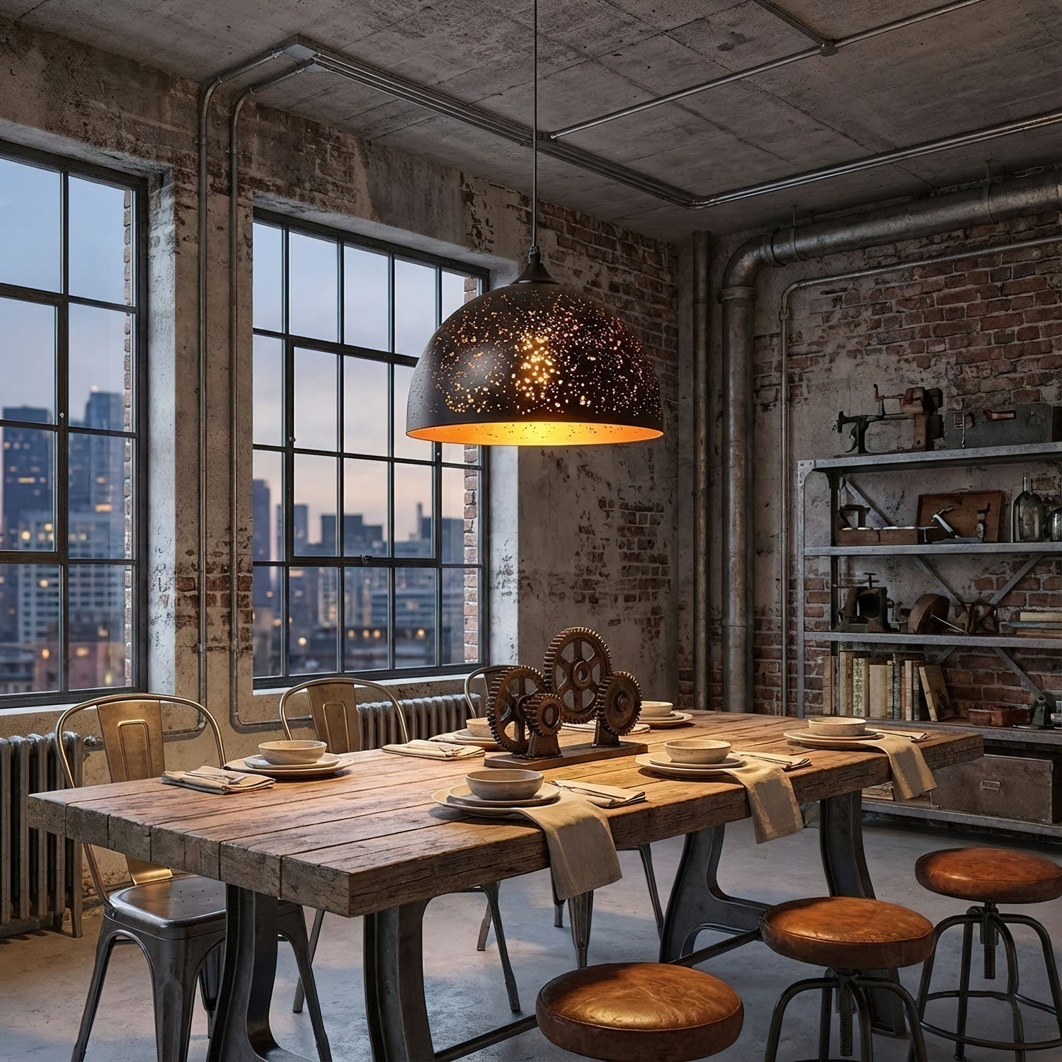 hollow-industrial-pendant-lamp-anzaz-Black & Gold-7