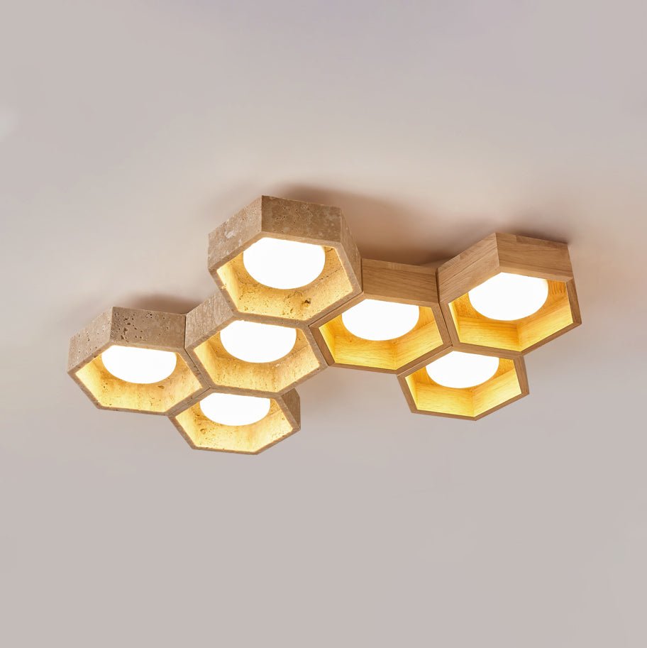 honeycomb-travertine-ceiling-lamp-anzaz-Walnut color & Yellow Travertine-13