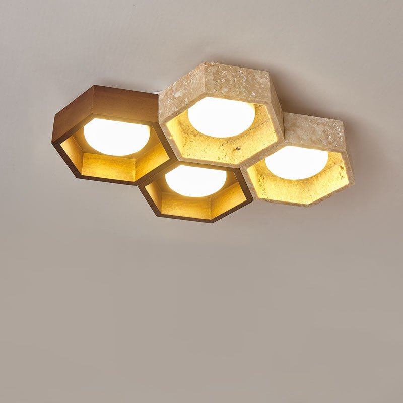 honeycomb-travertine-ceiling-lamp-anzaz-Wood color & Yellow Travertine-14