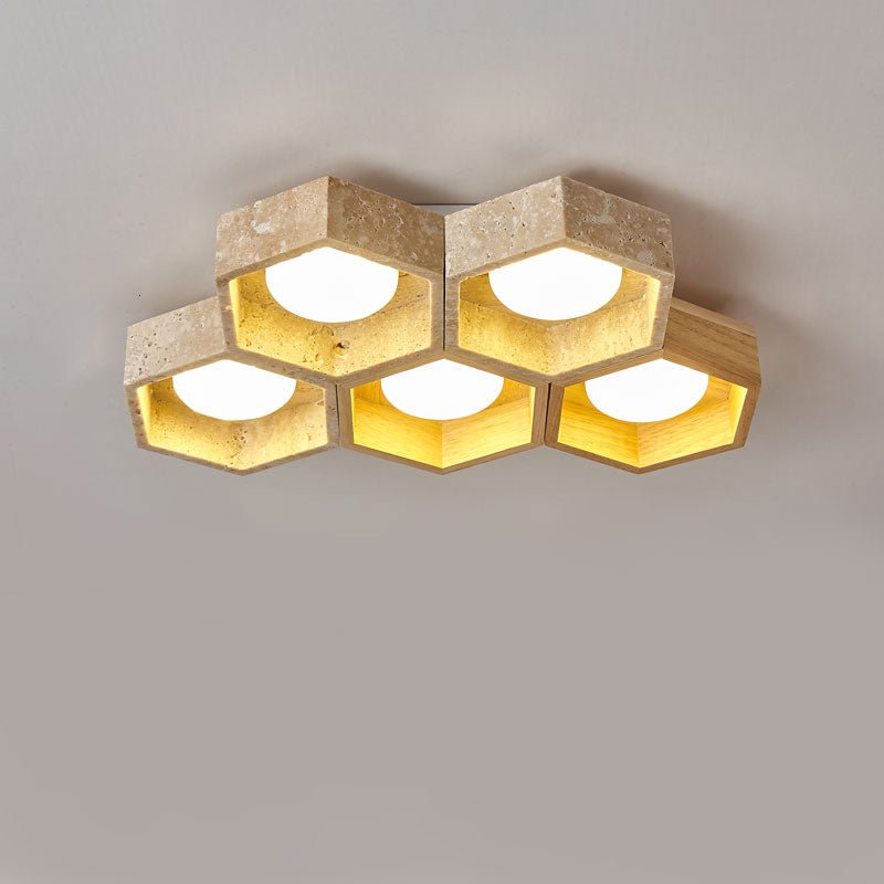 honeycomb-travertine-ceiling-lamp-anzaz-Walnut color & Yellow Travertine-17