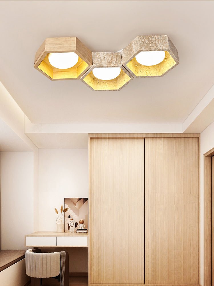 honeycomb-travertine-ceiling-lamp-anzaz-Wood color & Yellow Travertine-18