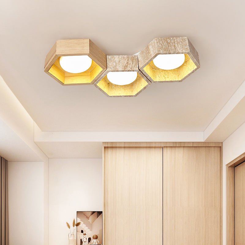 honeycomb-travertine-ceiling-lamp-anzaz-Wood color & Yellow Travertine-4