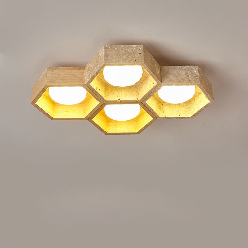 honeycomb-travertine-ceiling-lamp-anzaz-Wood color & Yellow Travertine-10