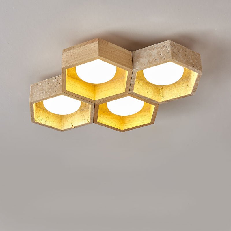 honeycomb-travertine-ceiling-lamp-anzaz-Walnut color & Yellow Travertine-11