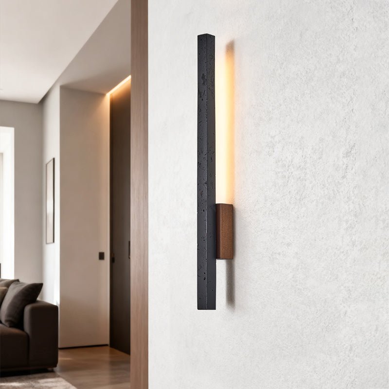 horizon-pillar-sconce-anzaz-Black Travertine & Walnut Wood-2