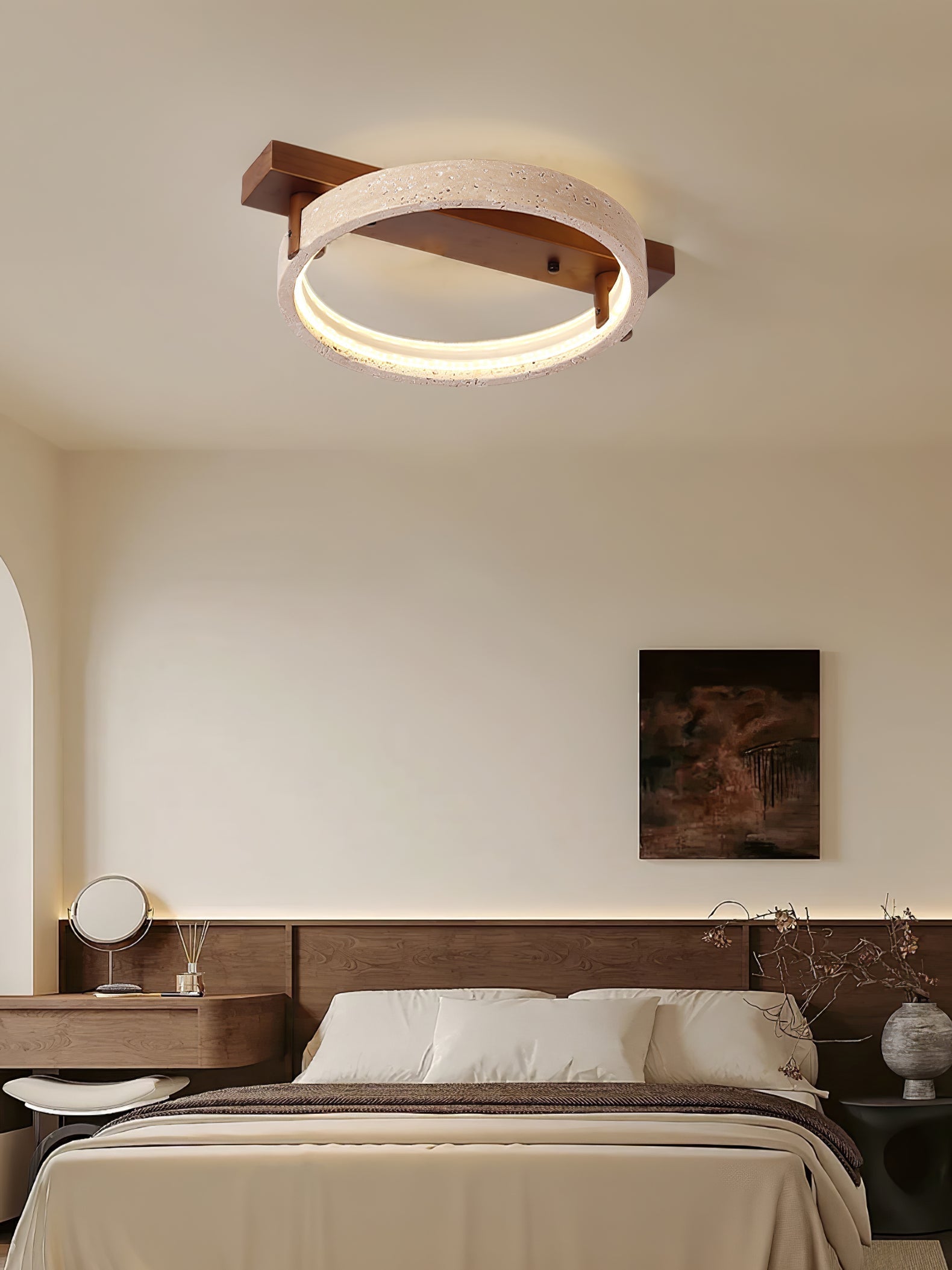 horizon-ring-ceiling-lamp-anzaz-Yellow Travertine & Walnut Color-3