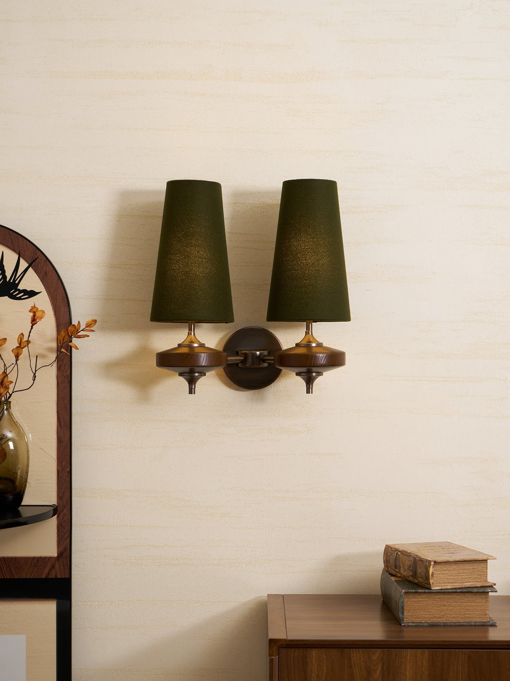 orlan-twin-shade-wall-sconce-anzaz-Green & Bronze & Walnut Wood-2