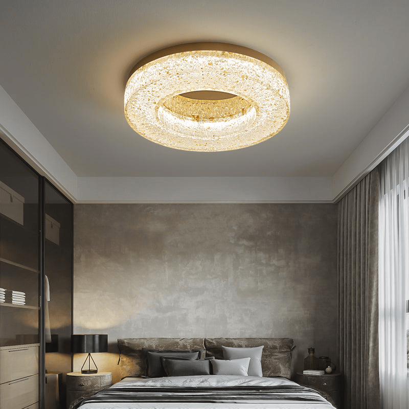 ice-crack-circle-ceiling-lamp-anzaz-Brass & Clear with Gold foil-2