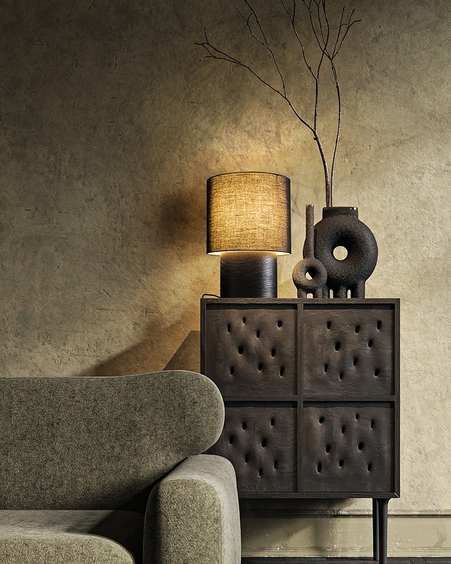 japanese-wabi-sabi-table-lamp-anzaz-Black & Black Lampshade-10