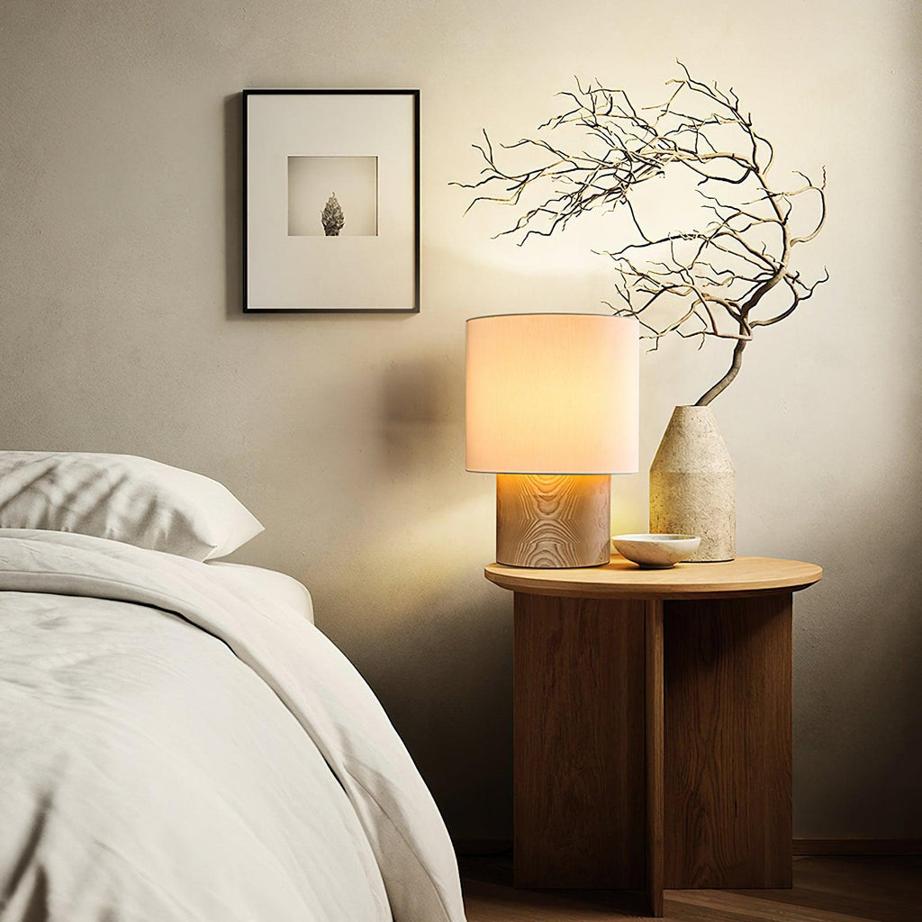 japanese-wabi-sabi-table-lamp-anzaz-Wood color & White Lampshade-2