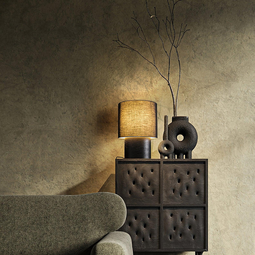 japanese-wabi-sabi-table-lamp-anzaz-Wood color & White Lampshade-4
