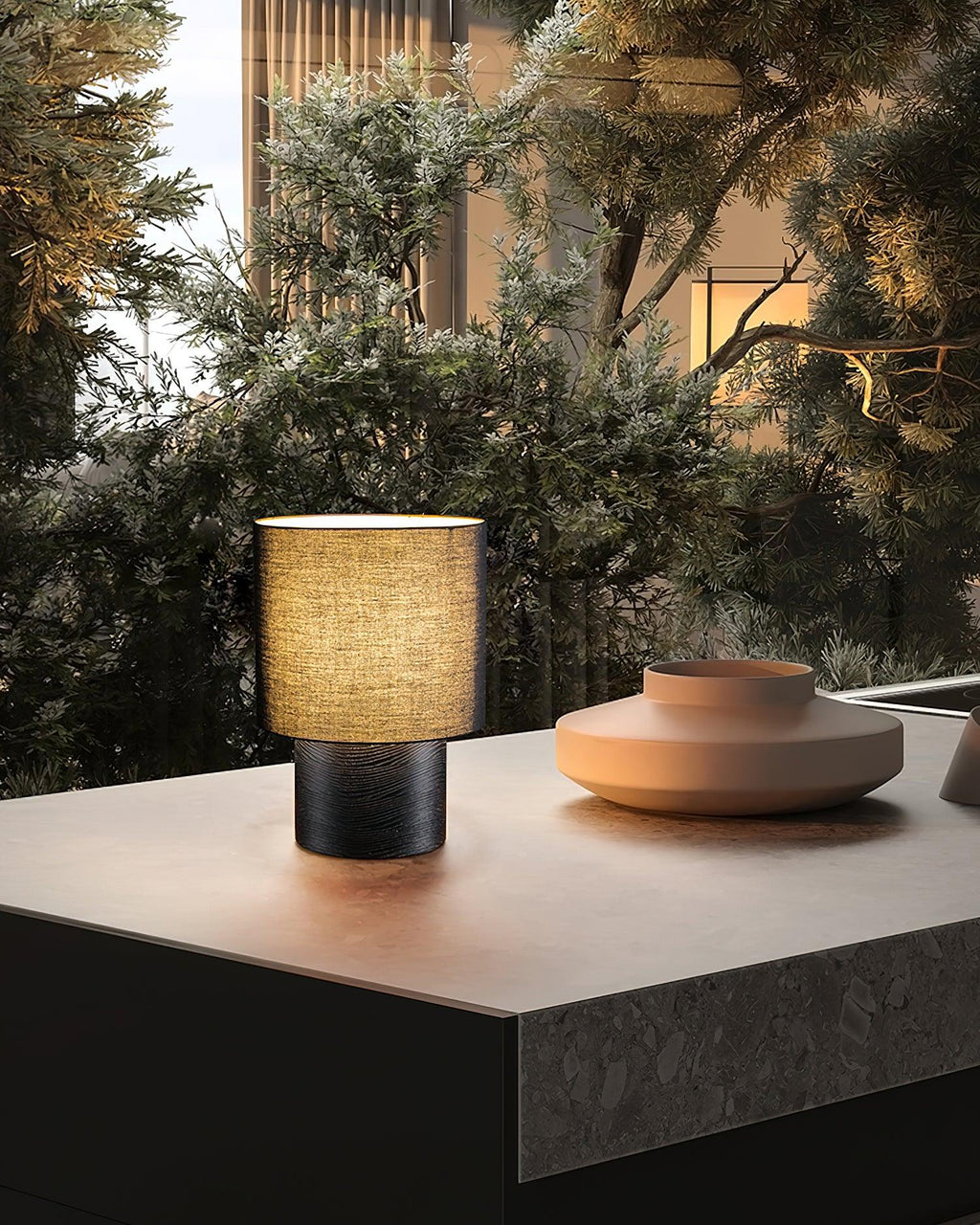 japanese-wabi-sabi-table-lamp-anzaz-Black & Black Lampshade-9
