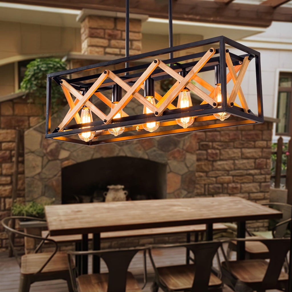 kitchen-island-rectangle-chandelier-anzaz-Wood＆Black-2