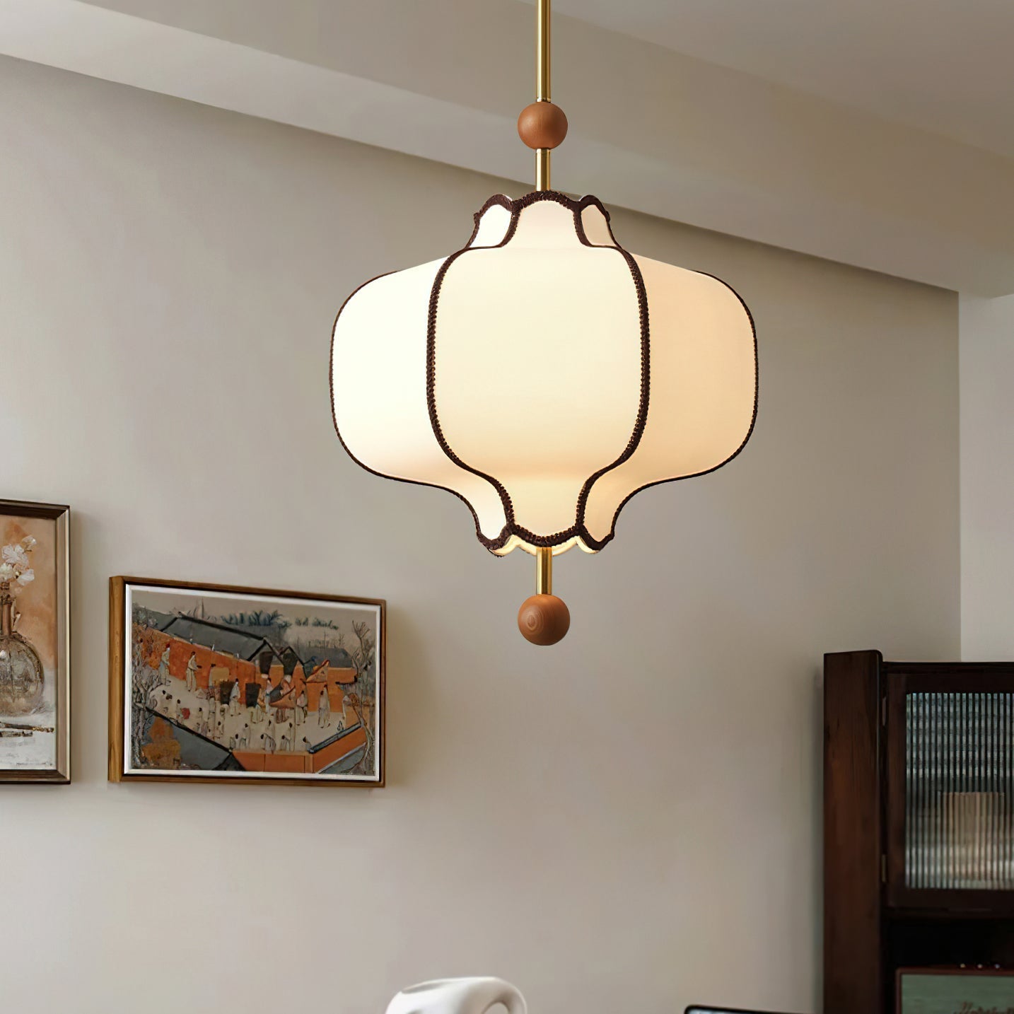 lantern-fabric-pendant-light-anzaz-Gold & White-2