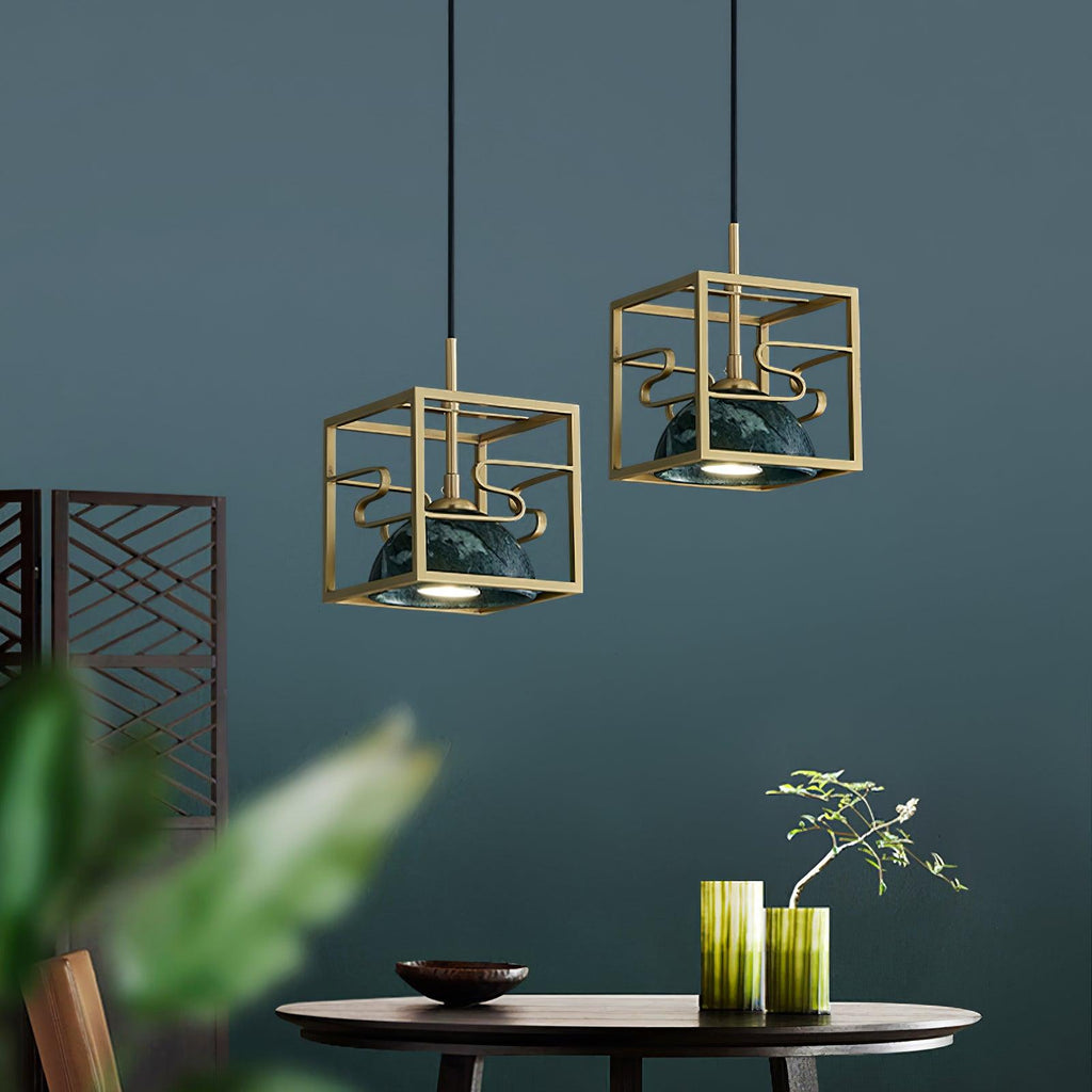 lantern-square-pendant-lamp-anzaz-Polished Brass+Green Marble-3