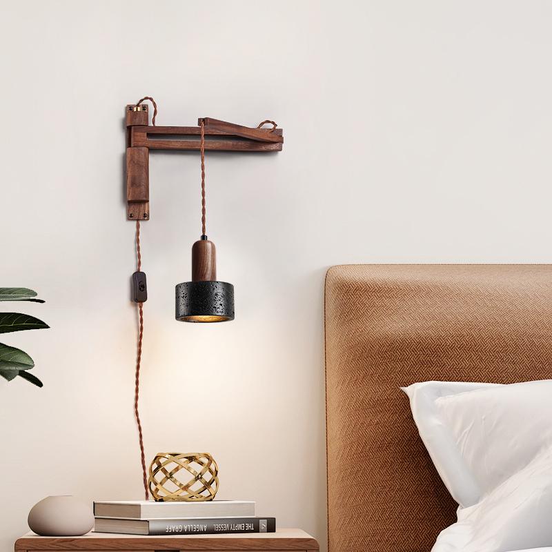 lava-stone-swing-arm-plug-in-wall-lamp-anzaz-Black Travertine & Walnut Wood-2