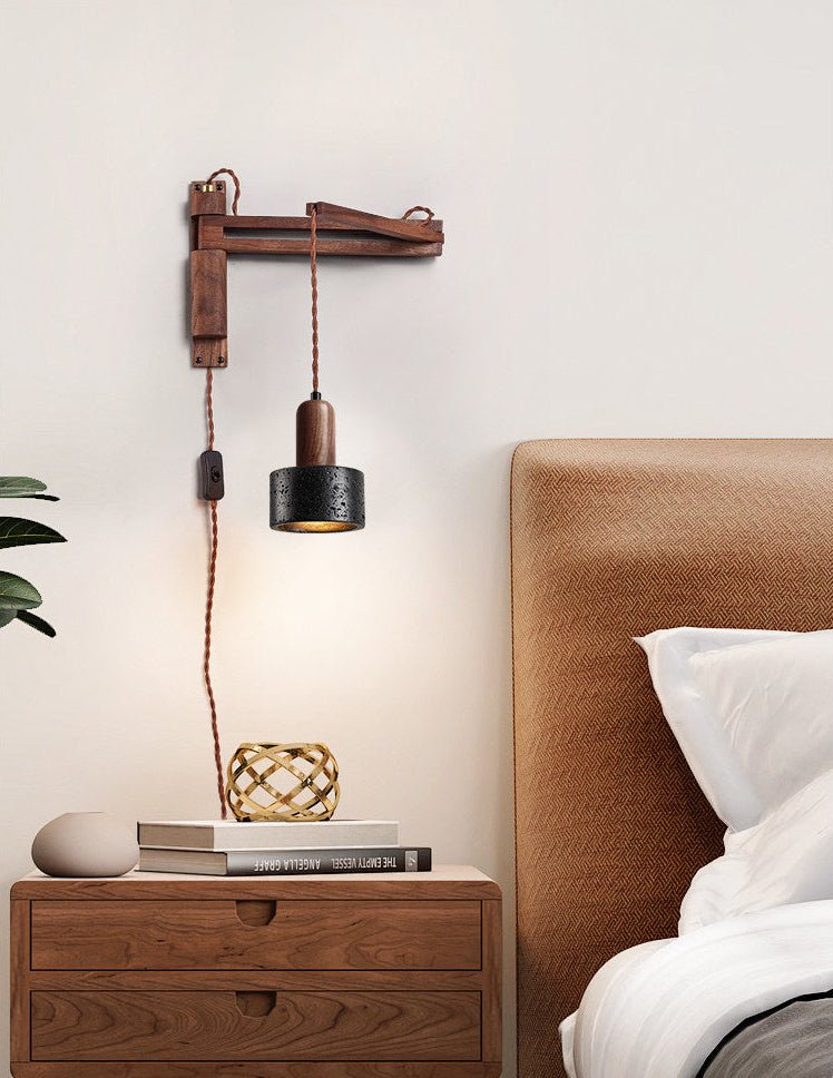 lava-stone-swing-arm-plug-in-wall-lamp-anzaz-Black Travertine & Walnut Wood-3