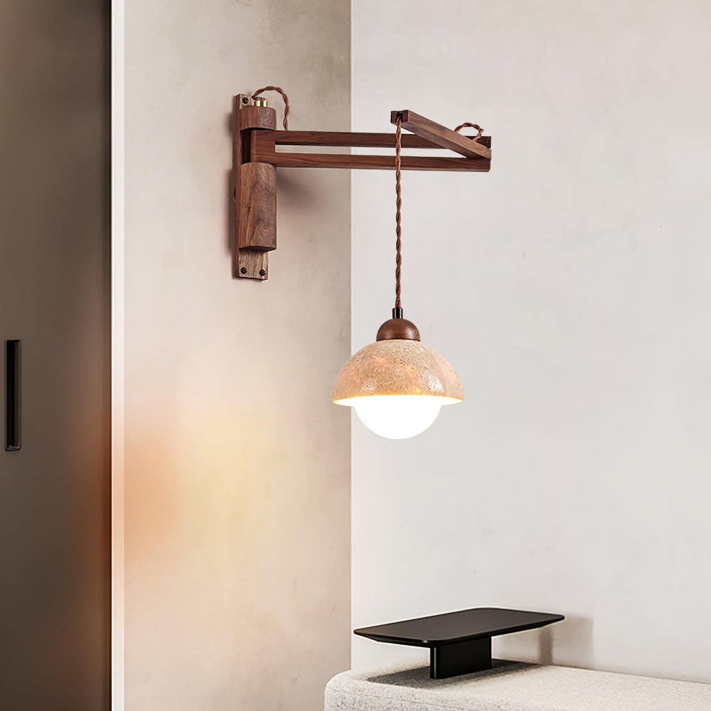 adjustable-travertine-dome-wall-sconce-anzaz-Yellow Travertine & Walnut Color-2