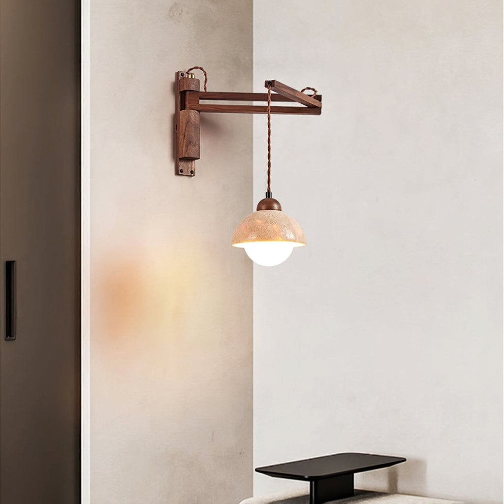 adjustable-travertine-dome-wall-sconce-anzaz-Yellow Travertine & Walnut Color-3