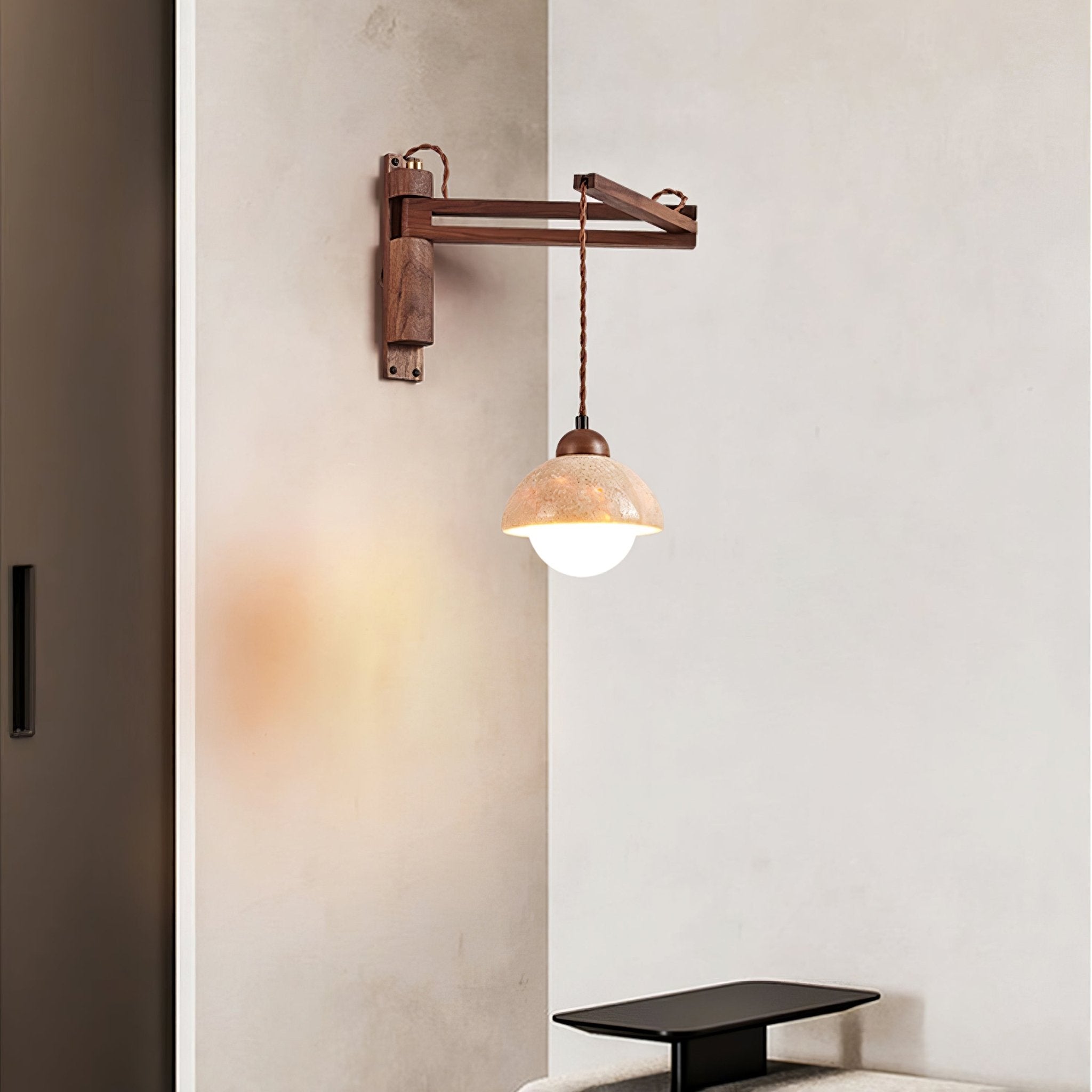 adjustable-travertine-dome-wall-sconce-anzaz-Yellow Travertine & Walnut Color-3