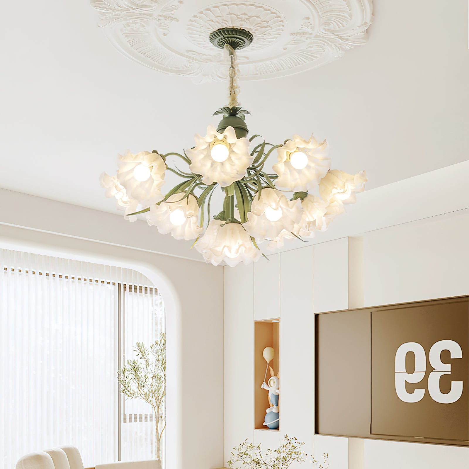 lily-of-the-valley-flower-chandelier-anzaz-Green & White-2