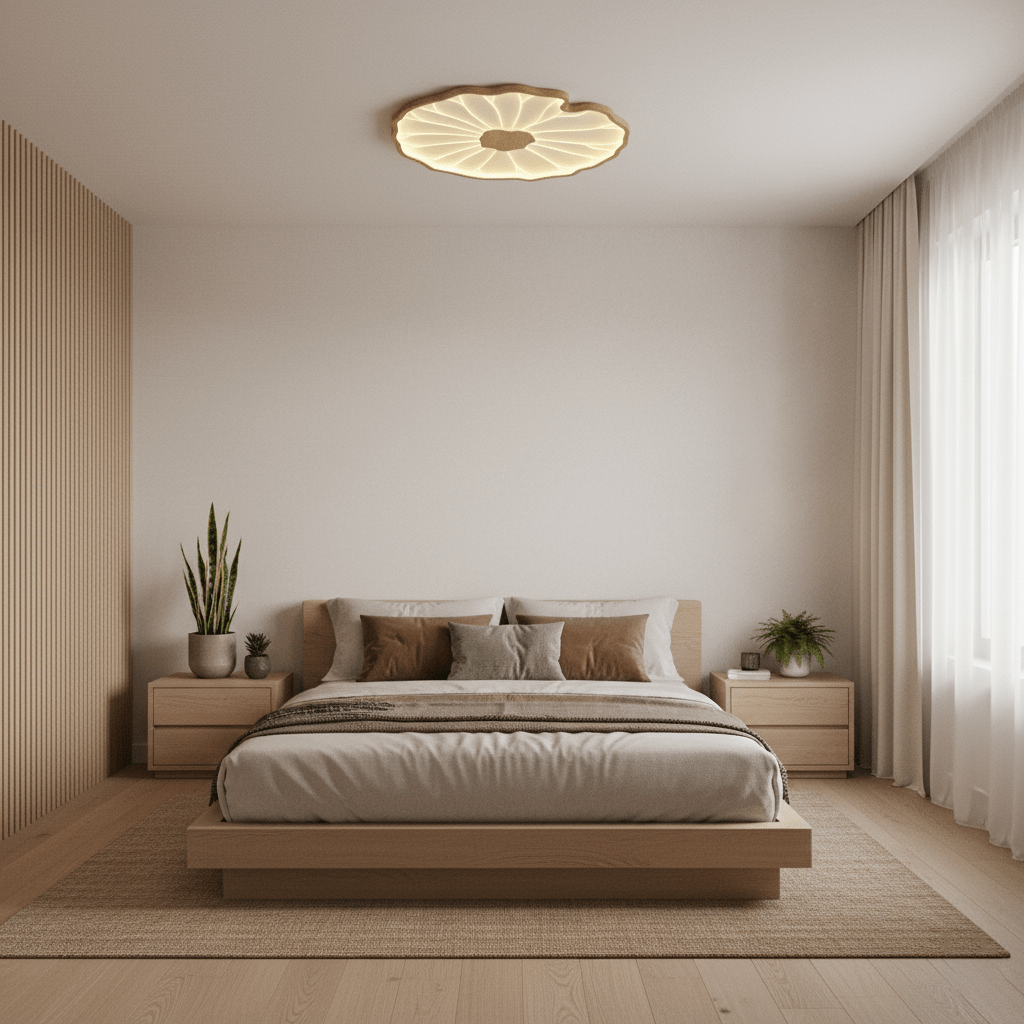 lotus-leaf-acrylic-ceiling-lamp-anzaz-Hydrographic Walnut Wood Grain Finish-4