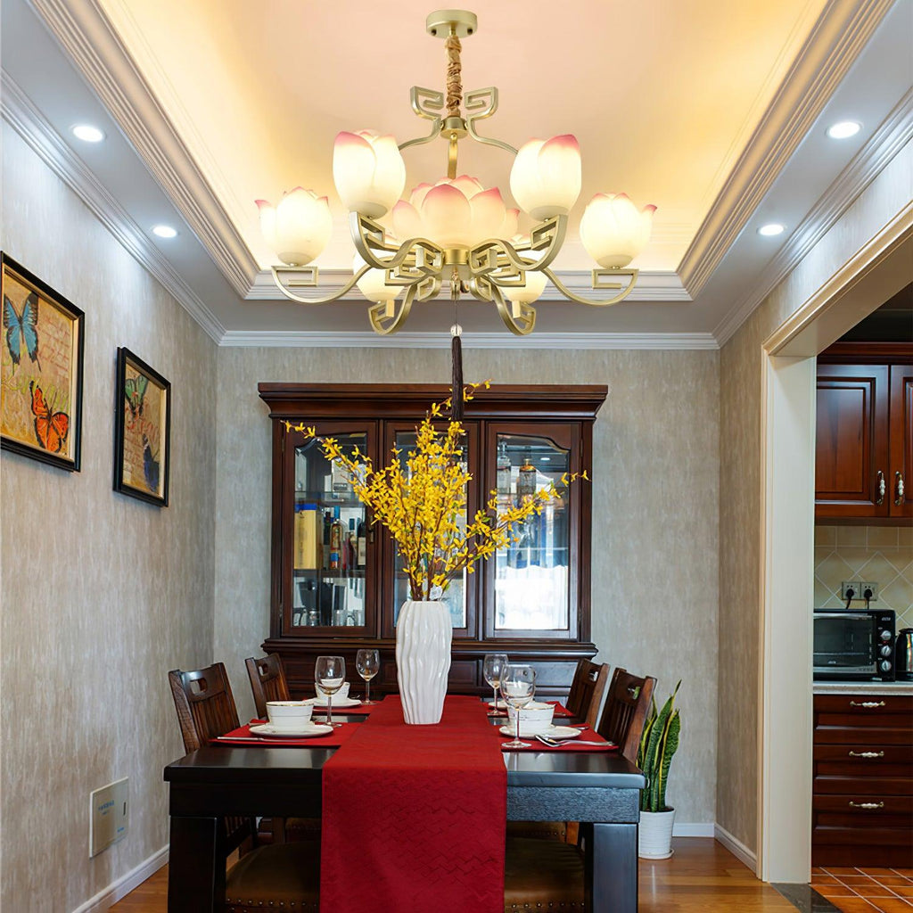 lotus-bloom-chandelier-anzaz-Gold & White & Pink-4