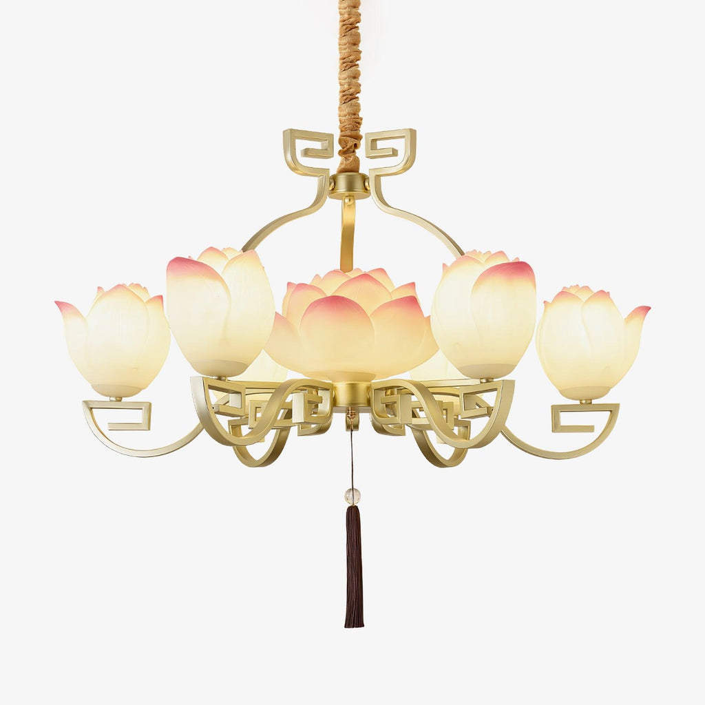 lotus-bloom-chandelier-anzaz-Gold & White & Pink-1