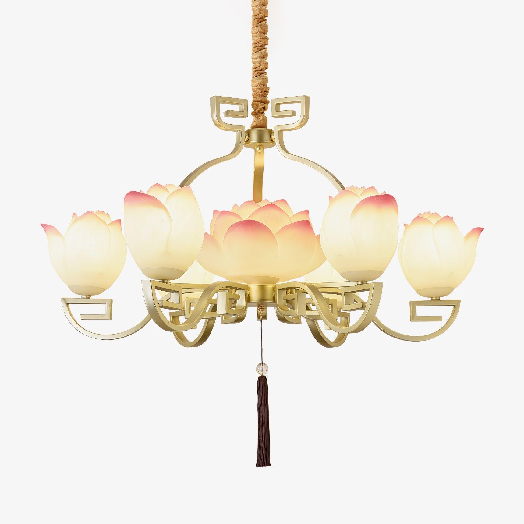 lotus-bloom-chandelier-anzaz-Gold & White & Pink-1