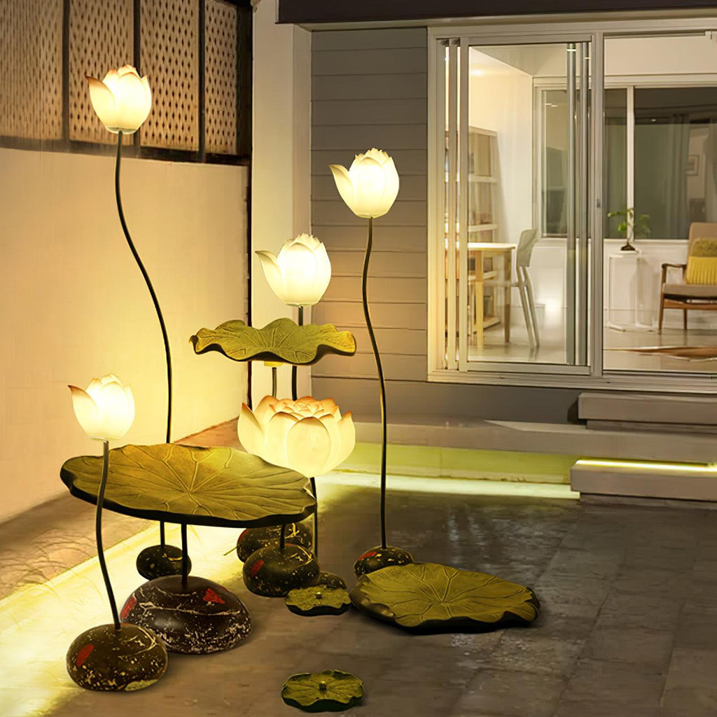 lotus-floor-lamp-anzaz-White & Pink & Green-2