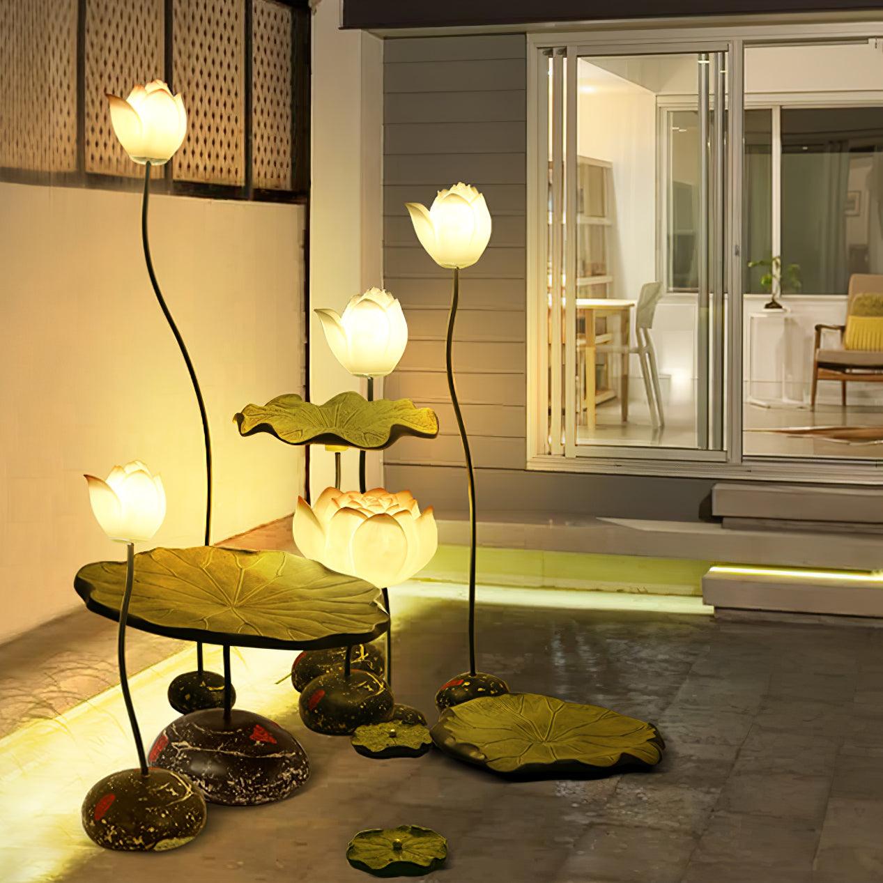 lotus-floor-lamp-anzaz-White & Pink & Green-2