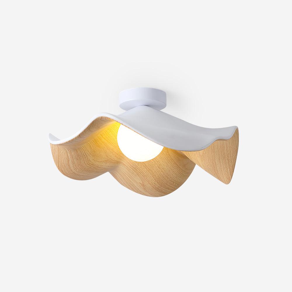lotus-leaf-ceiling-lamp-anzaz-White & Wood color-1
