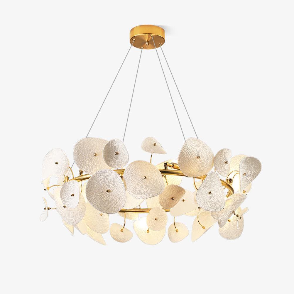 lotus-petal-chandelier-anzaz-Gold & White Ceramic-1