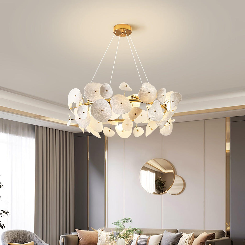 lotus-petal-chandelier-anzaz-Gold & White Ceramic-6