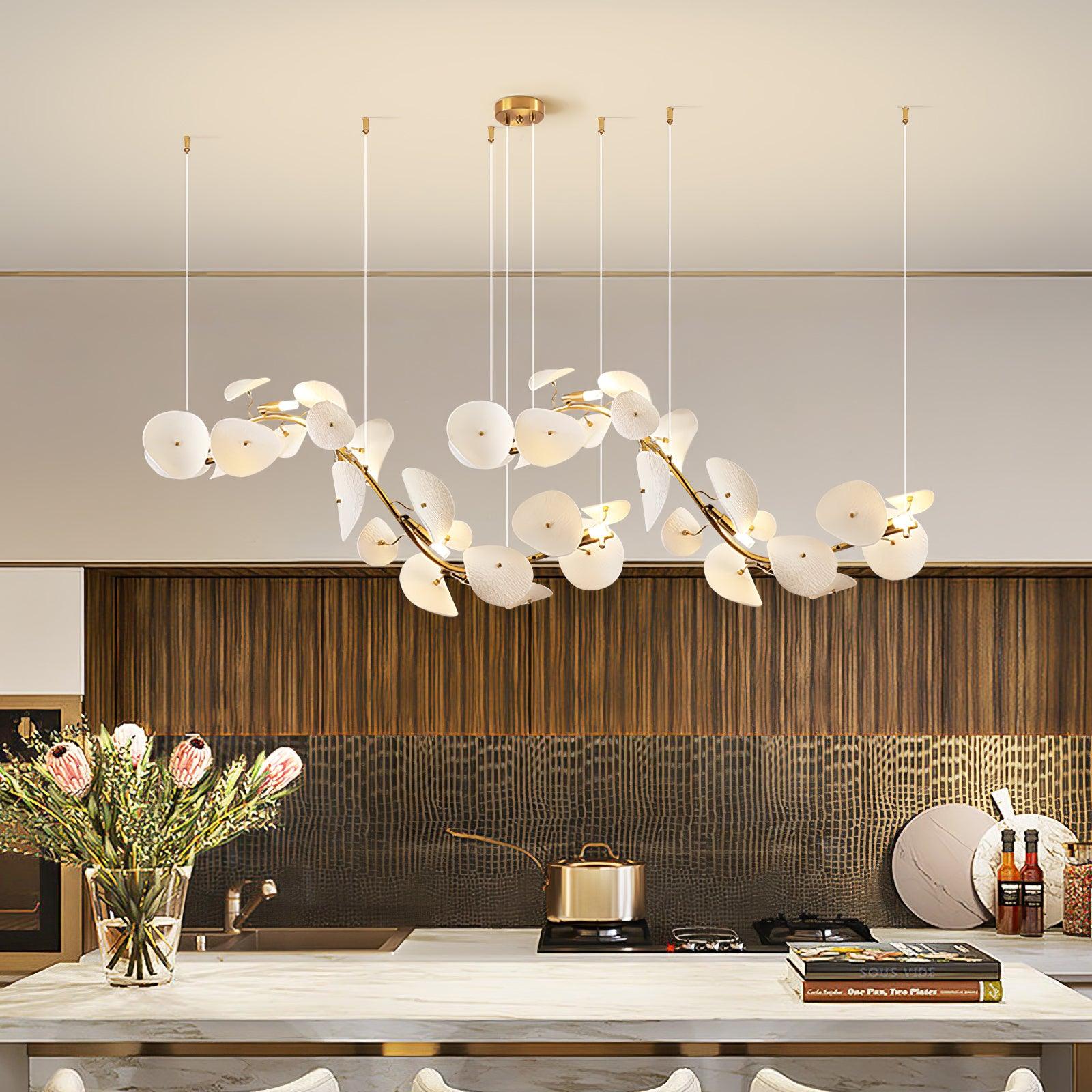 lotus-petal-chandelier-anzaz-Gold & White Ceramic-5