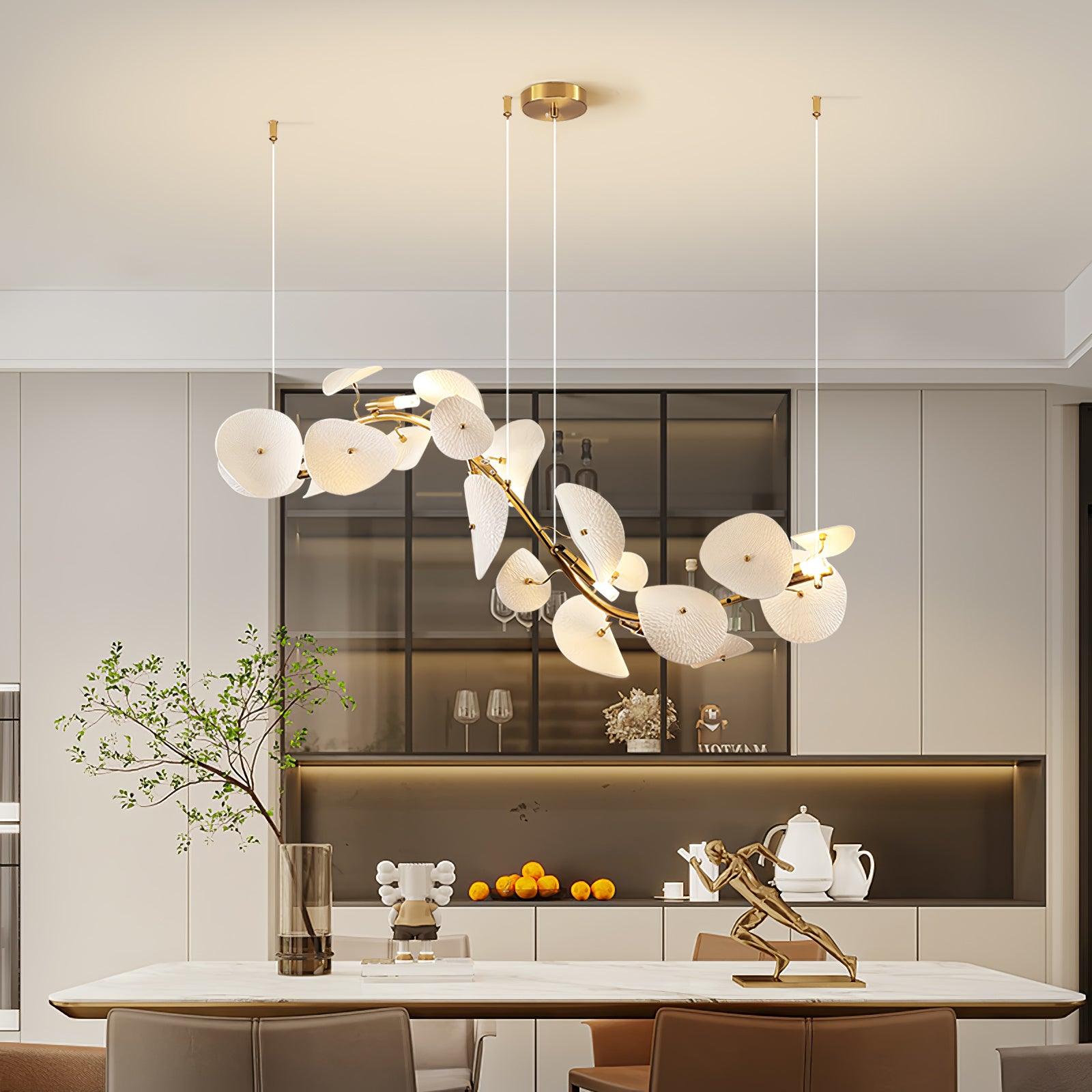 lotus-petal-chandelier-anzaz-Gold & White Ceramic-4